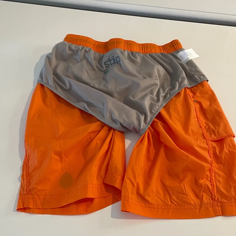 ❤️ Stio Bright Orange Nylon Brief Lined Shorts 7” Inseam Size Medium